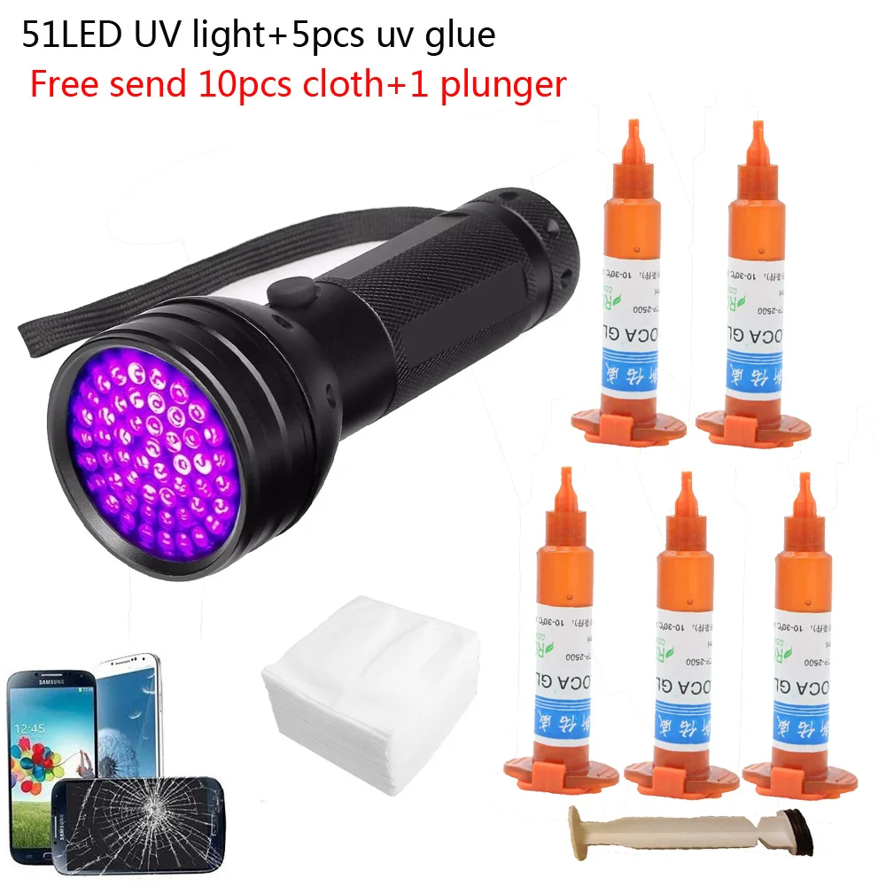 Liquid Uv Glue Kit - 51 LED UV-Licht 5 Stück/Los 5g