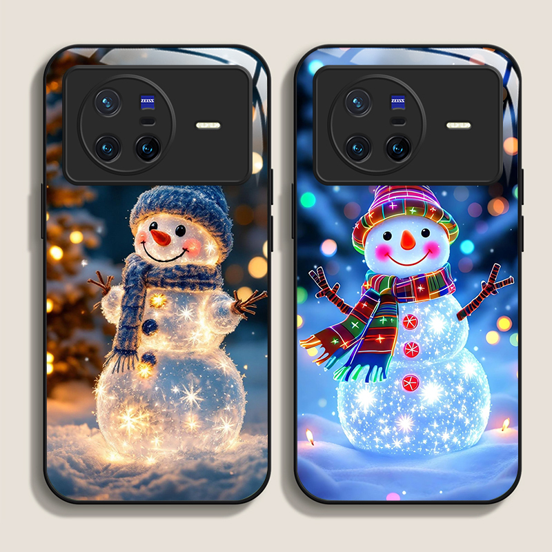 Oppo Find X8 - Niedliche Winter-Weihnachts-Schneemann-Muster-Handyhülle aus gehärtetem Glas für